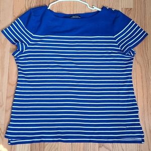 Nautica Womens XXL T-Shirt Blue & White Stripes
